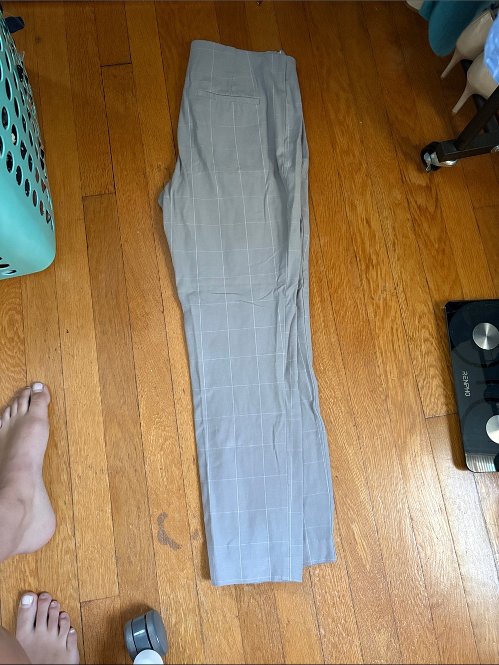 a new day Light Gray Windowpane Cropped Dress Pants